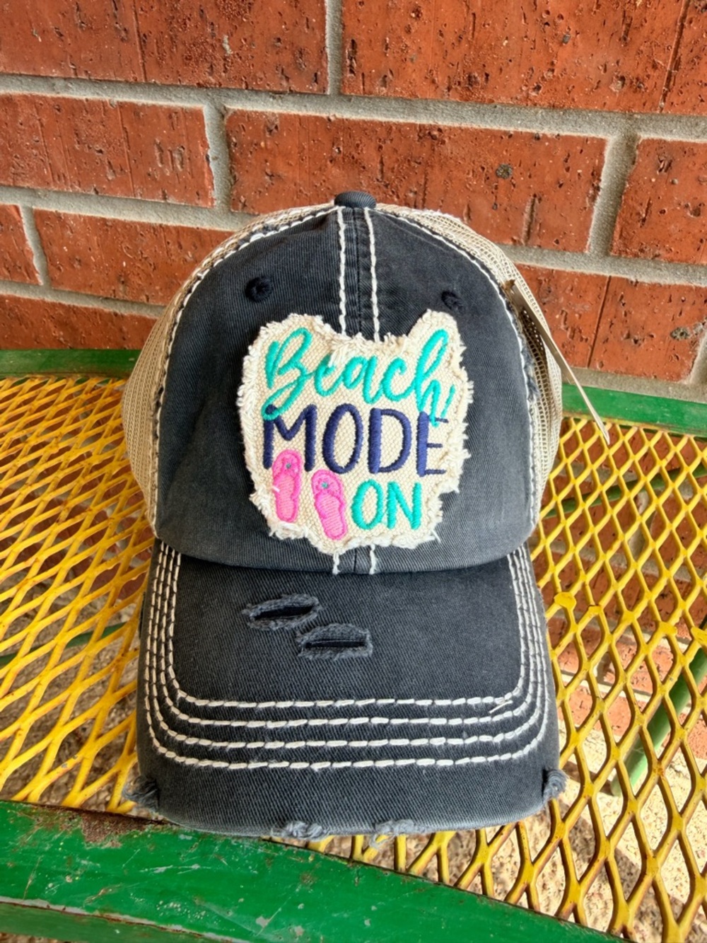 KBETHOS Black & Tan 'Beach Mode On' Adjustable Trucker Hat